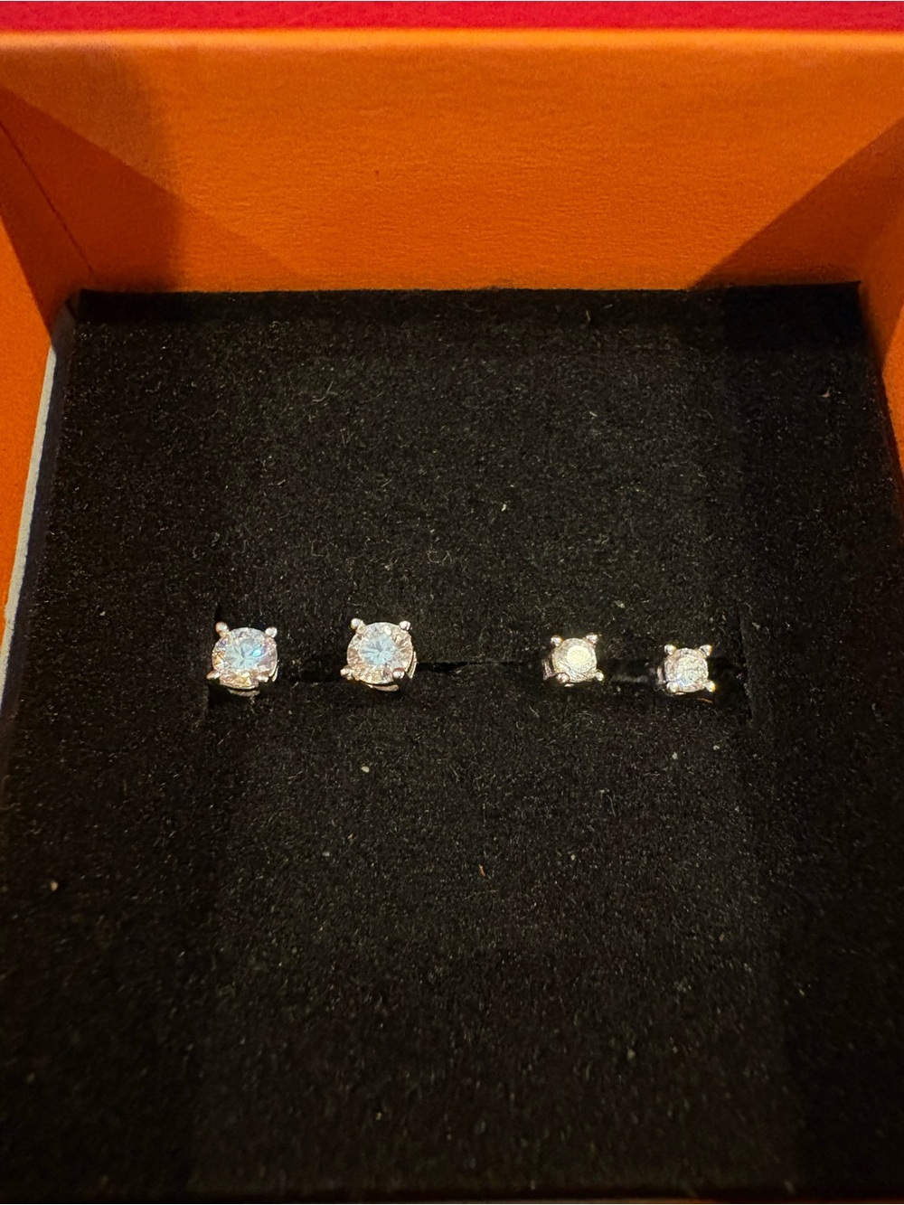 Sterling Silver Moissanite Stud Earrings - Pair Set